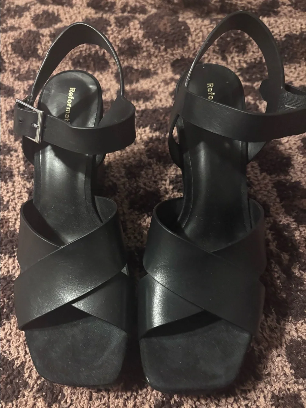 Reformation Juna Platform Leather and Suede Sandal